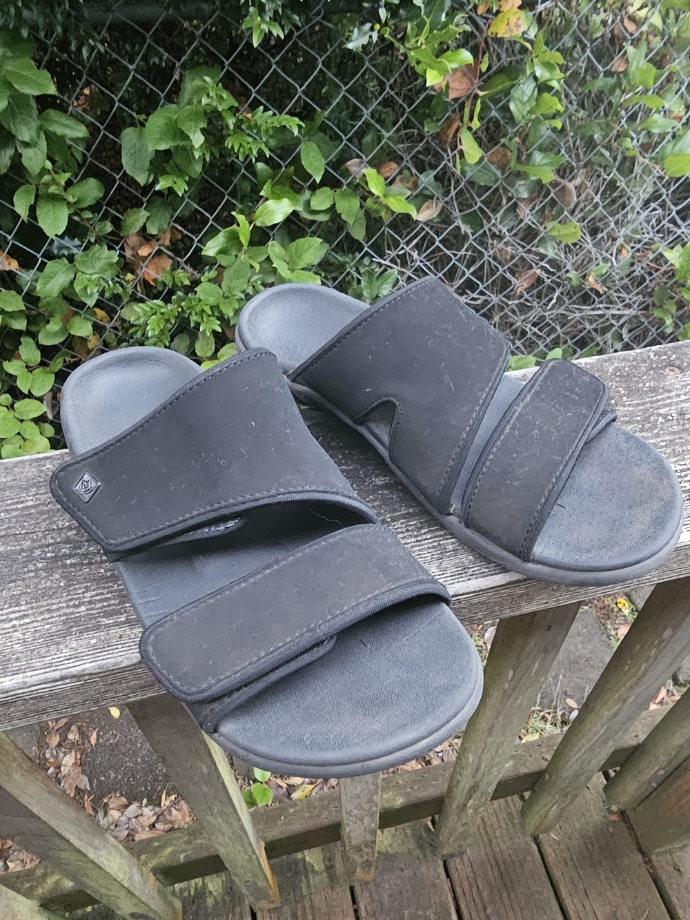 Spenco Women's Black Adjustable Strap Slide Sandals